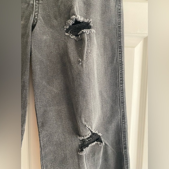 Forever 21 Wide Straight-leg Distressed Black Jeans Size 28 - Picture 3 of 7